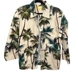 RCNSTRCT Studio Mens Multicolor Palm Tree Lightweight Denim Jacket Size Medium